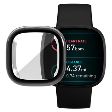 Hat Prince Fitbit Versa 3/Sense TPU Hoesje met Schermbeschermer - Zwart