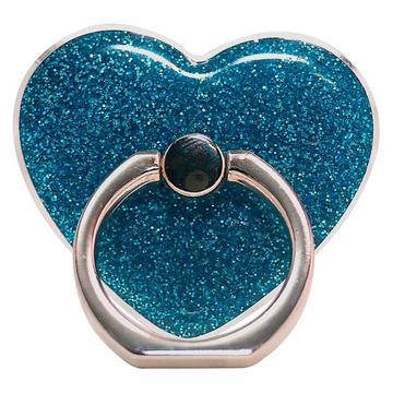 Heart Shape Glitter Ring Standaard voor Smartphone Metalen Gesp Telefoonhouder - Blauw