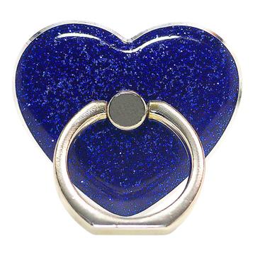 Heart Shape Glitter Ring Standaard voor Smartphone Metalen Gesp Telefoonhouder - Donkerblauw