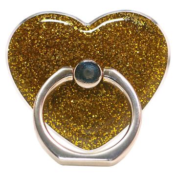Heart Shape Glitter Ring Standaard voor Smartphone Metalen Gesp Telefoonhouder - Goud