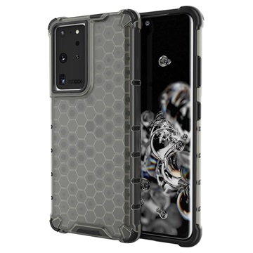 Honeycomb Armored Samsung Galaxy S22 Ultra 5G Hybrid Case - Zwart