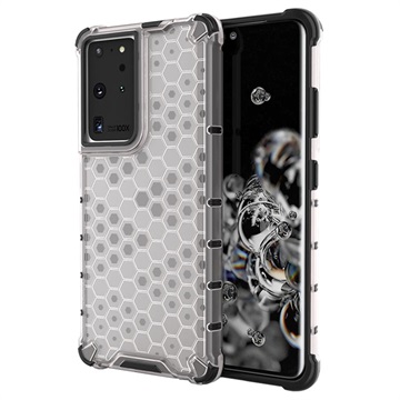 Honeycomb Armored Samsung Galaxy S22 Ultra 5G Hybrid Case - Doorzichtig