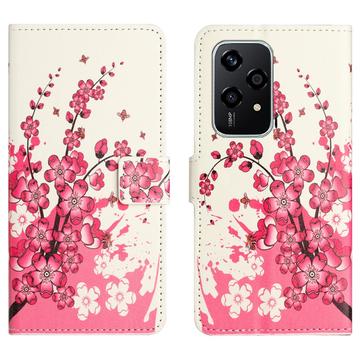 Honor 200 Lite Style Series Portemonnee Hoesje - Roze Bloemen