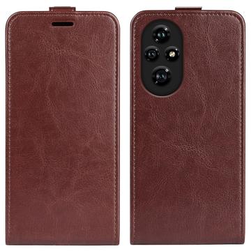 Honor 200 Pro Verticale Flip Hoesje met Kaartsleuf - Bruin