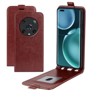 Honor Magic4 Pro Verticale Flip Case met Kaarthouder - Bruin