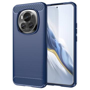 Honor Magic6 Geborsteld TPU Hoesje - Koolstofvezel - Blauw