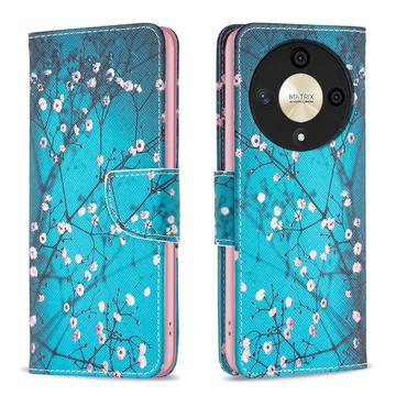 Honor Magic6 Lite/X9b Wonder Series Portemonnee Hoesje - Witte Bloemen