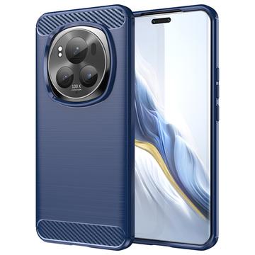 Honor Magic6 Pro Geborsteld TPU Hoesje - Koolstofvezel - Blauw