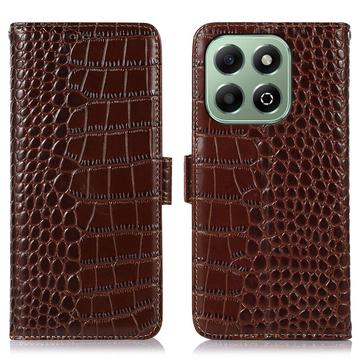 Honor X6b Crocodile Series Wallet Leren Hoesje met RFID - Bruin