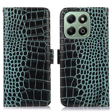 Honor X6b Crocodile Series Wallet Leren Hoesje met RFID - Groen