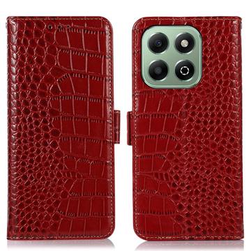 Honor X6b Crocodile Series Wallet Leren Hoesje met RFID - Rood