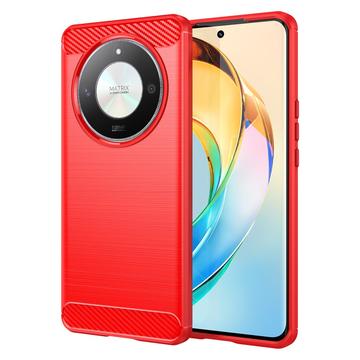 Honor X9b Geborsteld TPU Hoesje - Koolstofvezel - Rood