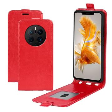 Huawei Mate 50 Pro Verticale Flip Hoesje met Creditcardvak - Rood