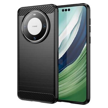 Huawei Mate 60 Pro+ Geborsteld TPU Hoesje - Koolstofvezel - Zwart