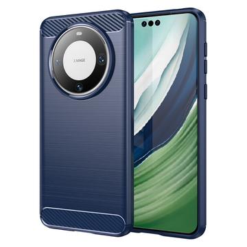 Huawei Mate 60 Pro+ Geborsteld TPU Hoesje - Koolstofvezel - Blauw