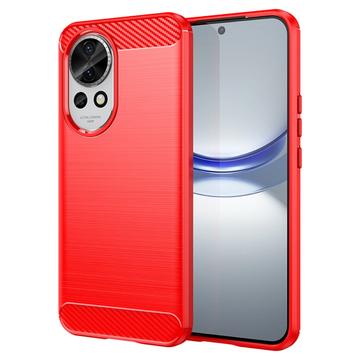 Huawei Nova 12 Geborsteld TPU Hoesje - Koolstofvezel - Rood