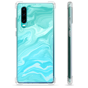 Huawei P30 Hybrid Case - Blauw Marmer