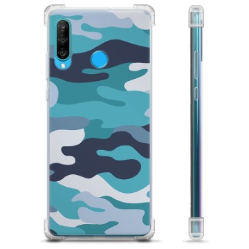 Huawei P30 Lite Hybrid Case - Blauw Camouflage