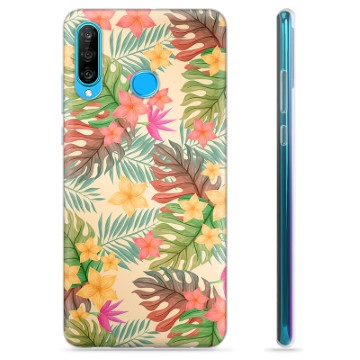 Huawei P30 Lite TPU Hoesje - Roze Bloemen