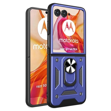 Motorola Razr 50 Ultra Hybride Hoesje met Ringhouder - Blauw