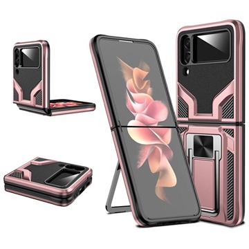 Samsung Galaxy Z Flip4 Hybrid Case met Metalen Standaard - RosÃ© Goud