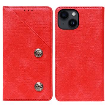 Idewei iPhone 14 Retro Wallet Case - Rood