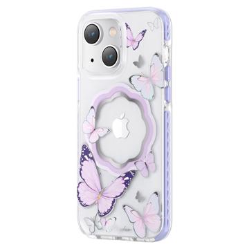 Kingxbar Butterfly Shiny iPhone 14 Hybride Hoesje - Paars