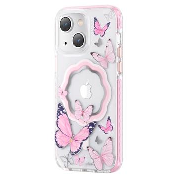 Kingxbar Butterfly Shiny iPhone 14 Plus Hybride Hoesje - Roze