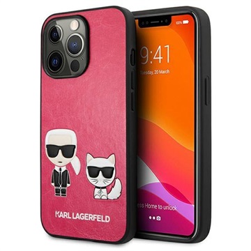 Karl Lagerfeld Ikonik Karl & Choupette iPhone 13 Pro Max Hoesje - Fuchsia