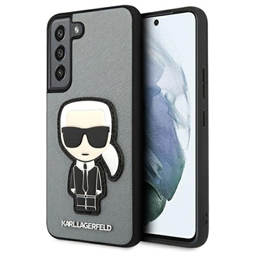 Karl Lagerfeld Ikonik Saffiano Samsung Galaxy S22 5G Hoesje - Zilver