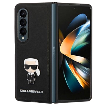 Samsung Galaxy Z Fold 4 Bookcase hoesje - Karl Lagerfeld - Effen Zwart - Kunstleer