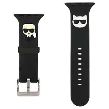 Karl Lagerfeld Karl & Choupette Apple Watch Ultra/8/SE (2022)/7/SE/6/5/4/3/2/1 Band - 49mm/45mm/44mm/42mm - Zwart