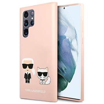 Karl Lagerfeld Karl & Choupette Samsung Galaxy S22 Ultra 5G siliconen hoesje - roze