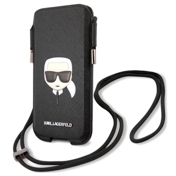 Karl Lagerfeld Saffiano Universele Pouch - L - Ikonik / Zwart