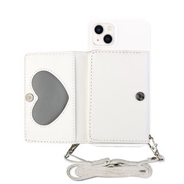 Heart-Serie iPhone 14 Hoesje met Portemonnee en Riem - Wit