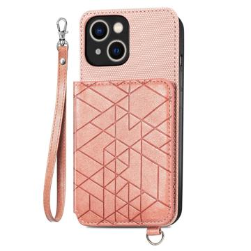 Geometry Series iPhone 14 Plus Hoesje met Portemonnee - Rose Gold