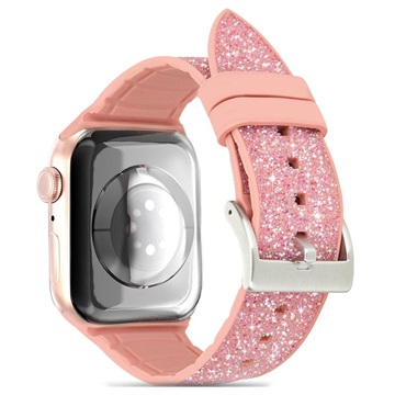 Kingxbar Crystal Fabric Band Strap Apple Watch 6 / SE / 5/4/3/2 (40mm / 38mm) - Roze