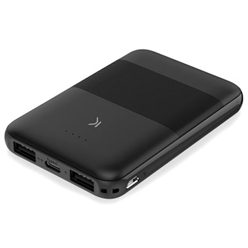 Ksix Slim USB-C & 2xUSB Powerbank - 5000mAh - Zwart