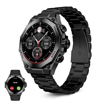 Ksix Titanium AMOLED Smartwatch - Roestvrij staal & Siliconen band - Zwart