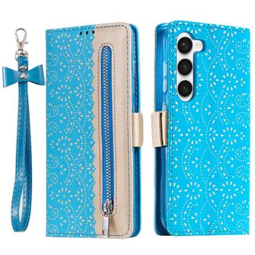 Lace Pattern Samsung Galaxy S23 5G Wallet Case - Blauw