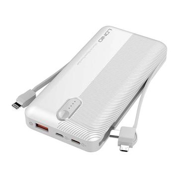 Ldnio PL1013 10000mAh Power Bank w. 3-in-1 Kabel - Wit