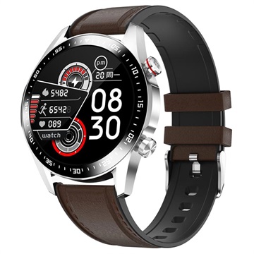 Lemonda Smart E12 waterdichte smartwatch - elegante band - bruin