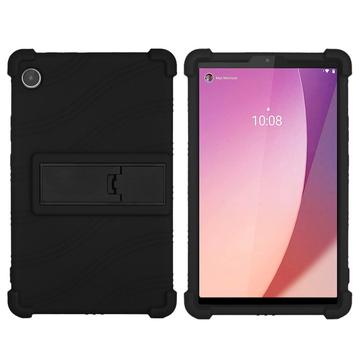 Lenovo Tab M8 Gen 4 Silicone hoesje met kickstand - Zwart