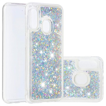 Liquid Glitter Series Samsung Galaxy A20e TPU Case - Zilver