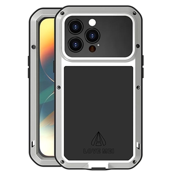 Love Mei Powerful iPhone 14 Pro Hybride Hoesje - Zilver