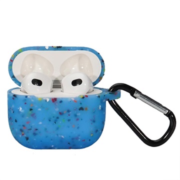 Luminous Series AirPods 3 Siliconen Hoesje met Karabijnhaak - Blauw