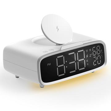 MOMAX Q.CLOCK5 Multifunctionele oplaadbare Bluetooth-luidspreker LED digitale wekker ondersteuning telefoon draadloos opladen - Wit