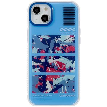 Mutural Camouflage Series iPhone 14 Plus Hybrid Case - Blauw