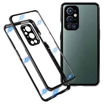 OnePlus 9 Pro Magnetisch Hoesje met Gehard Glas - Zwart