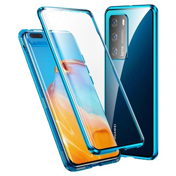 Huawei P40 Pro Magnetisch Hoesje met Gehard Glas - Blauw